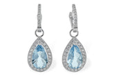 14KT Pear Shape Aquamarine & Diamond Dangle Earrings